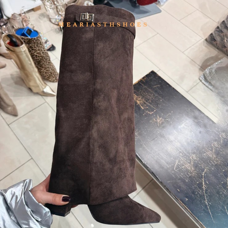 Women's Chunky Heel Knee High  - Street Fashion Winter 评论和价格