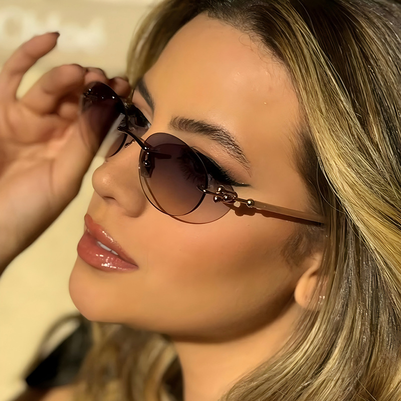 New Metal Frameless Oval Woman - Street Fashion Brands 评论和价格