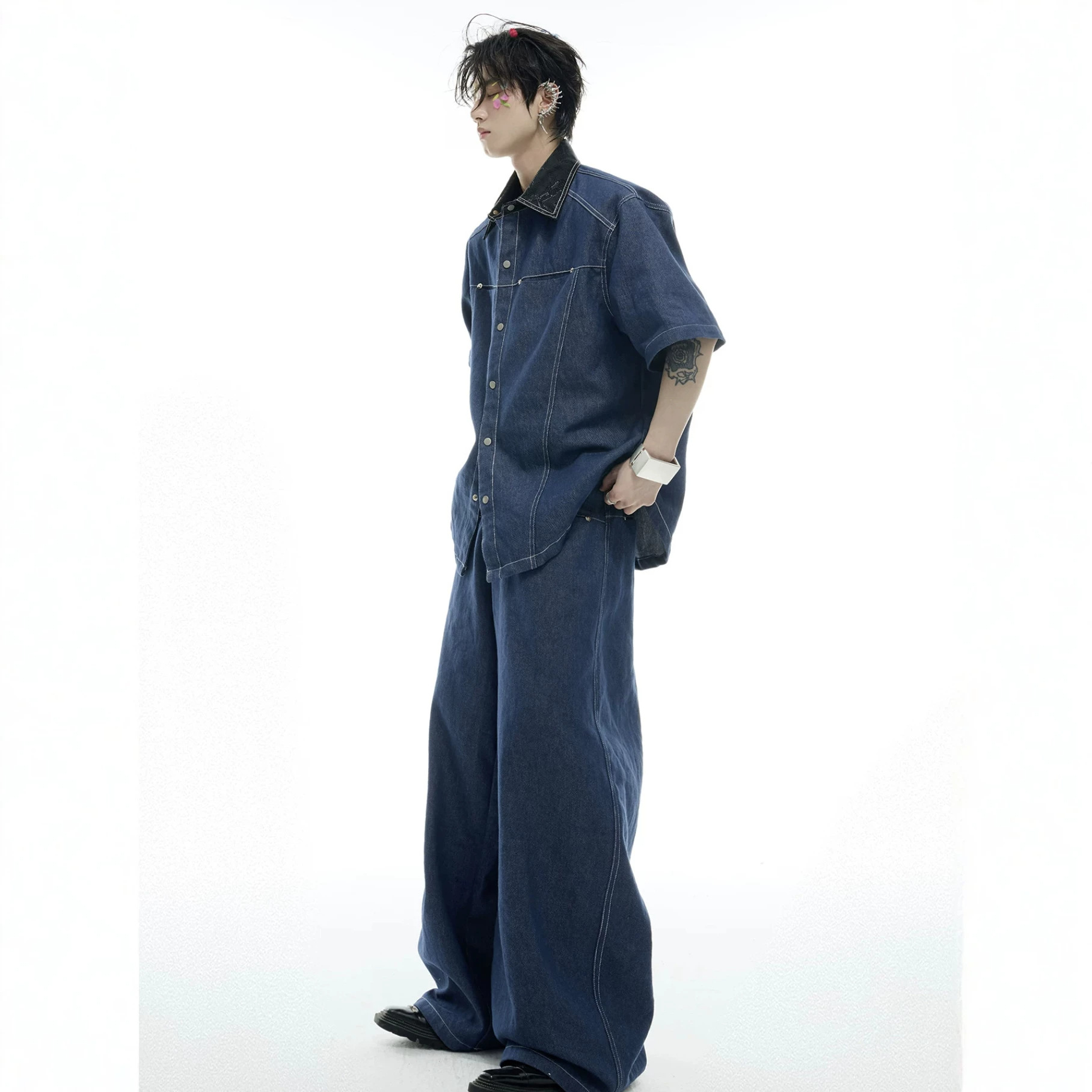Summer Men's Denim Matching Se - Street Fashion American 评论和价格