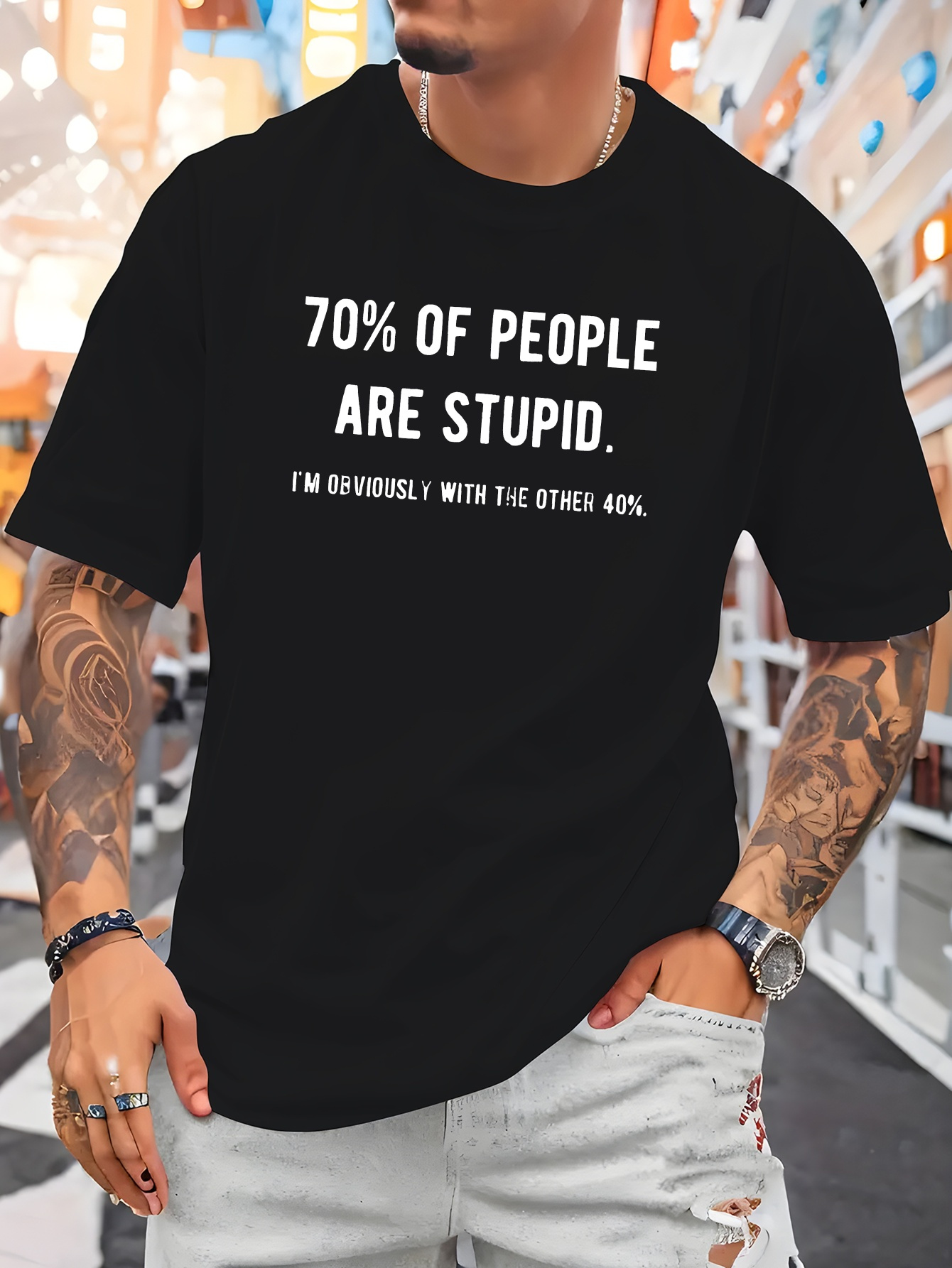 Sarcastic Quote Men Crew Neck  - Street Fashion Quotes 评论和价格