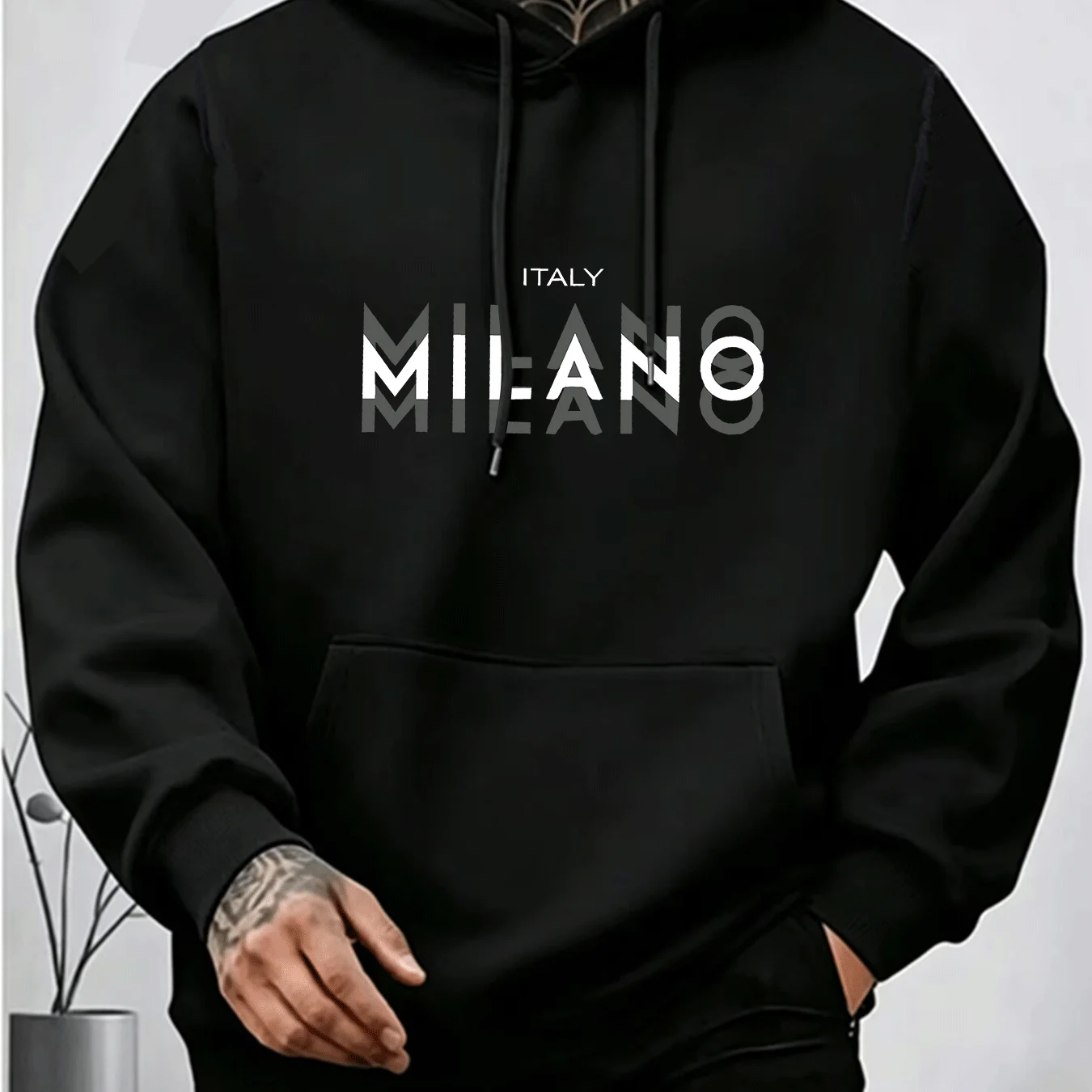 Men's MILANO Letter Print Hood - Street Fashion Milano 评论和价格