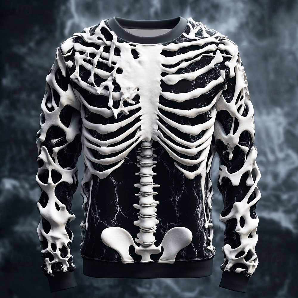 Funny 3D Skull Print Men's T-s - Street Fashion Men 评论和价格